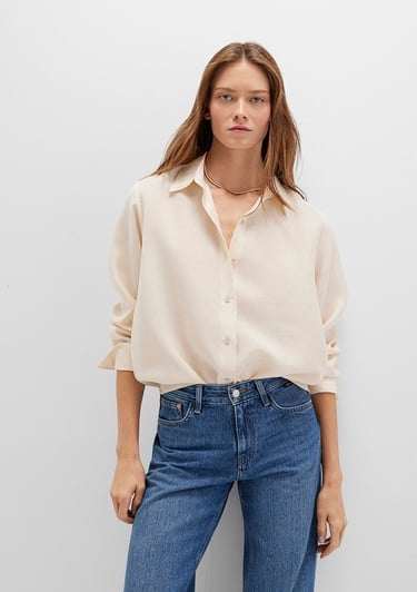  Mavi Bej Gömlek Loose Fit / Bol Rahat Kesim 1211373-70005