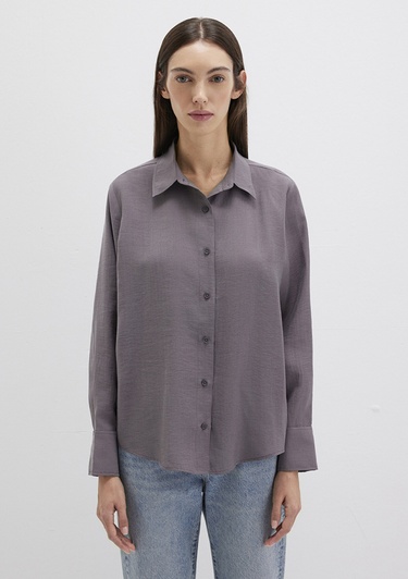  Mavi Antrasit Gömlek Loose Fit / Bol Rahat Kesim 1211373-90721