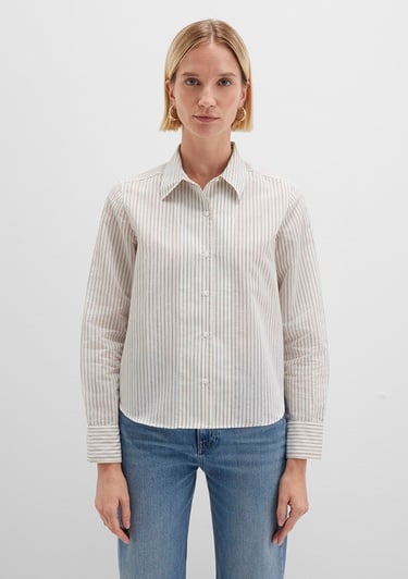  Mavi Çizgili Ekru Gömlek Regular Fit / Normal Kesim 1211353-91345