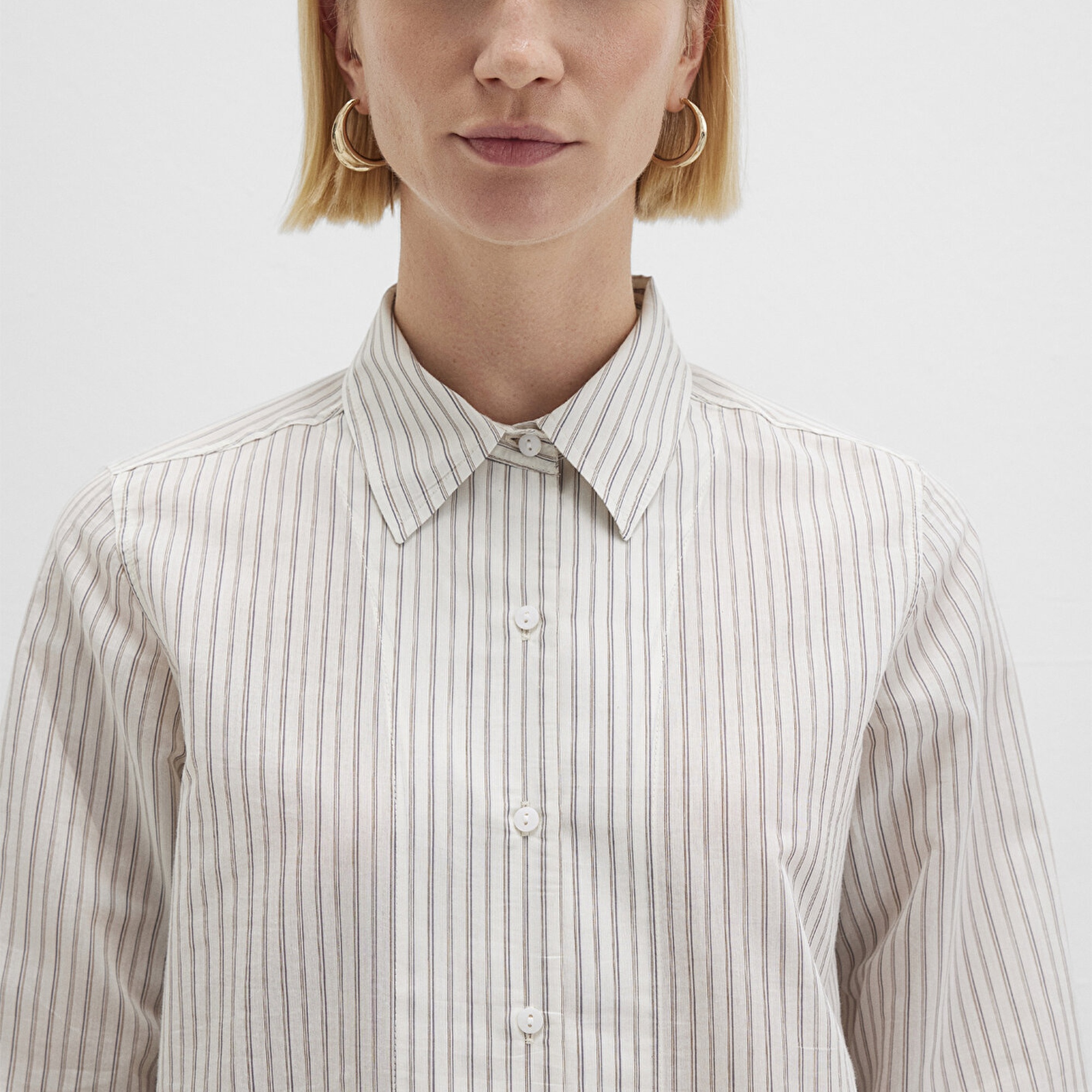 Mavi Çizgili Ekru Gömlek Regular Fit / Normal Kesim 1211353-91345