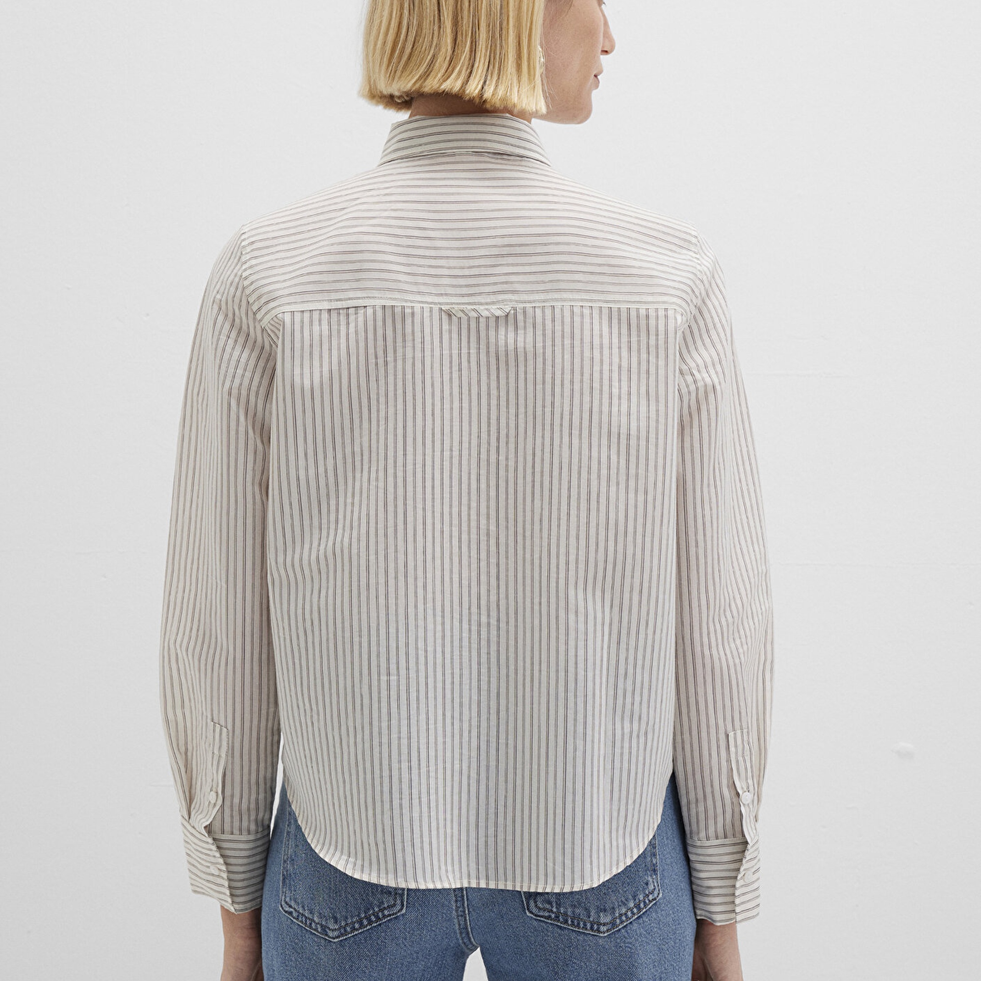 Mavi Çizgili Ekru Gömlek Regular Fit / Normal Kesim 1211353-91345