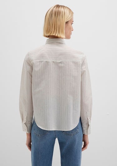  Mavi Çizgili Ekru Gömlek Regular Fit / Normal Kesim 1211353-91345