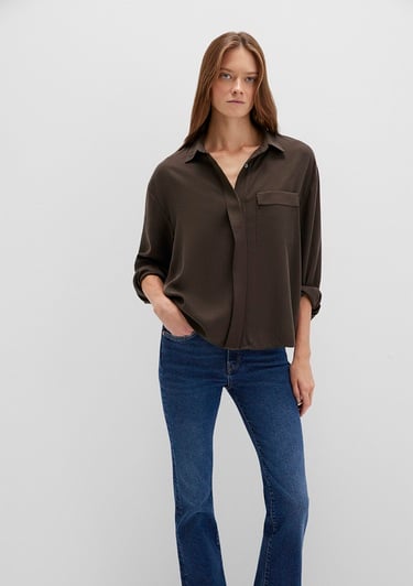  Mavi Kahverengi Gömlek Oversize / Geniş Kesim 1211354-71540