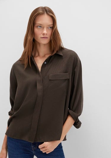  Mavi Kahverengi Gömlek Oversize / Geniş Kesim 1211354-71540