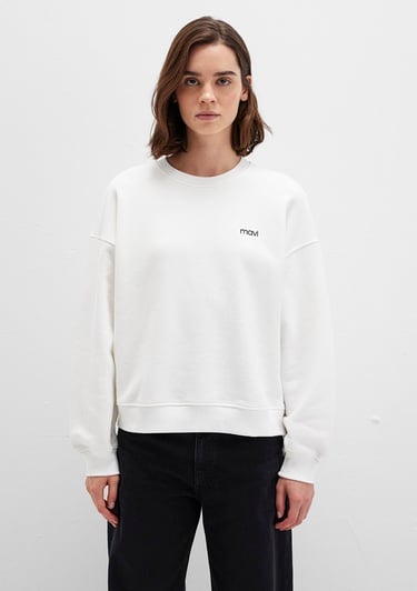  Mavi Mavi Logo Baskılı Ekru Sweatshirt 1S10490-70057