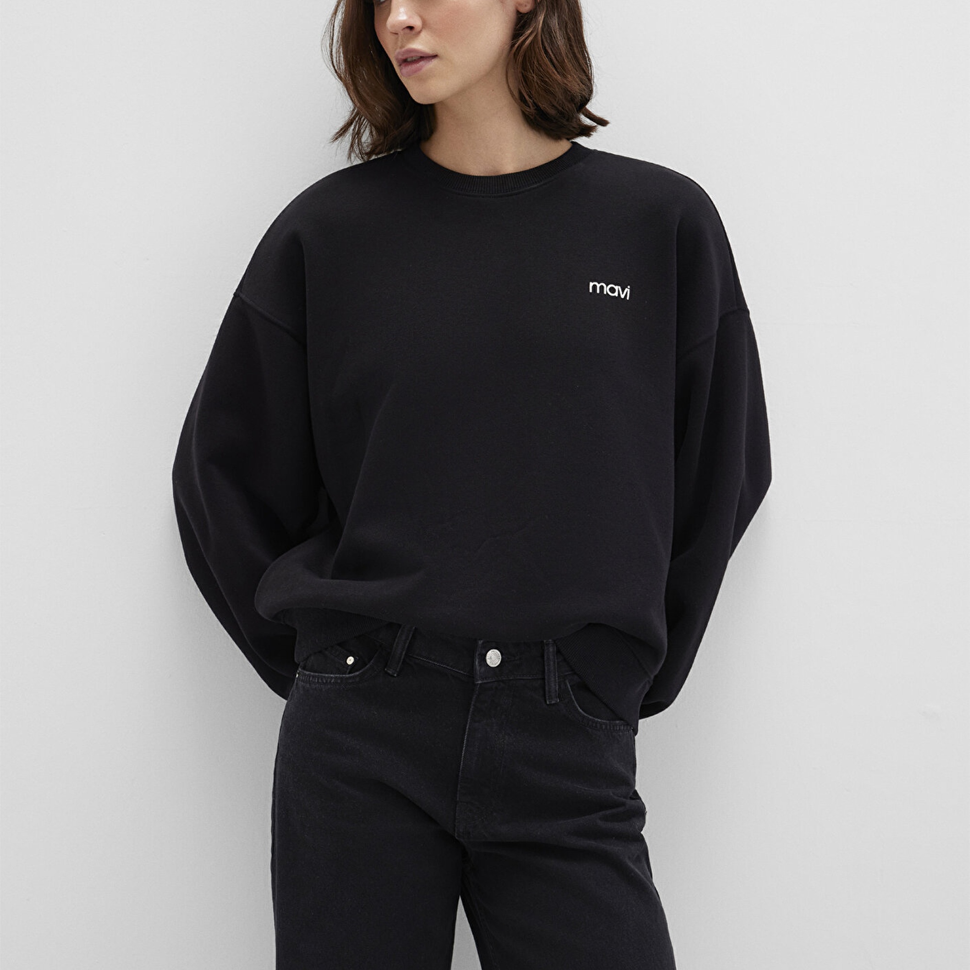 Mavi Mavi Logo Baskılı Siyah Sweatshirt 1S10490-900