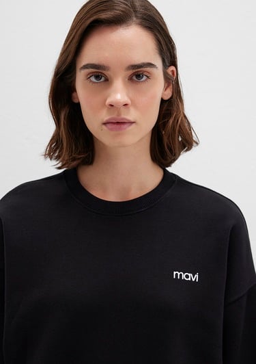  Mavi Mavi Logo Baskılı Siyah Sweatshirt 1S10490-900