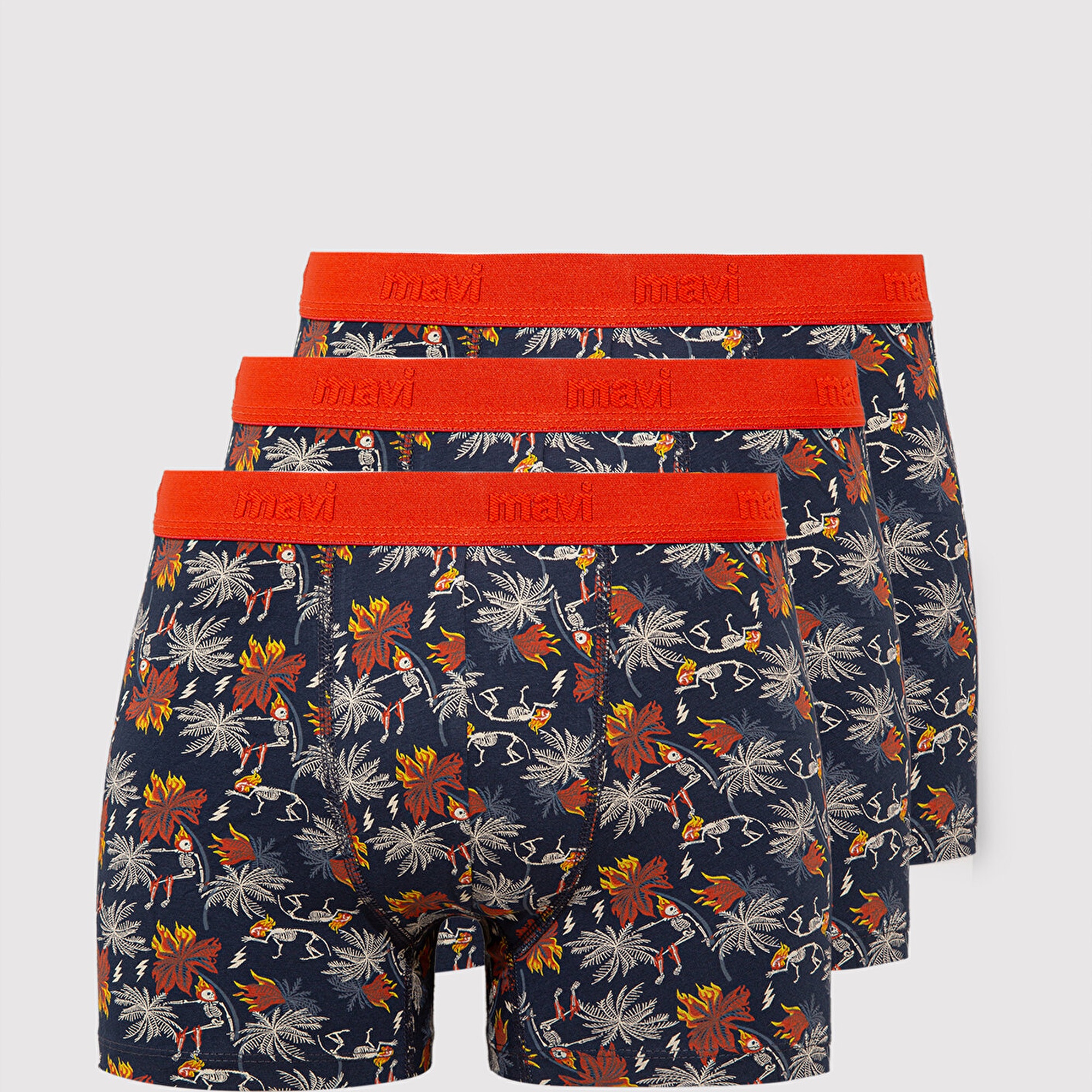 Mavi 3lü Baskılı Siyah Boxer 0912241-85585