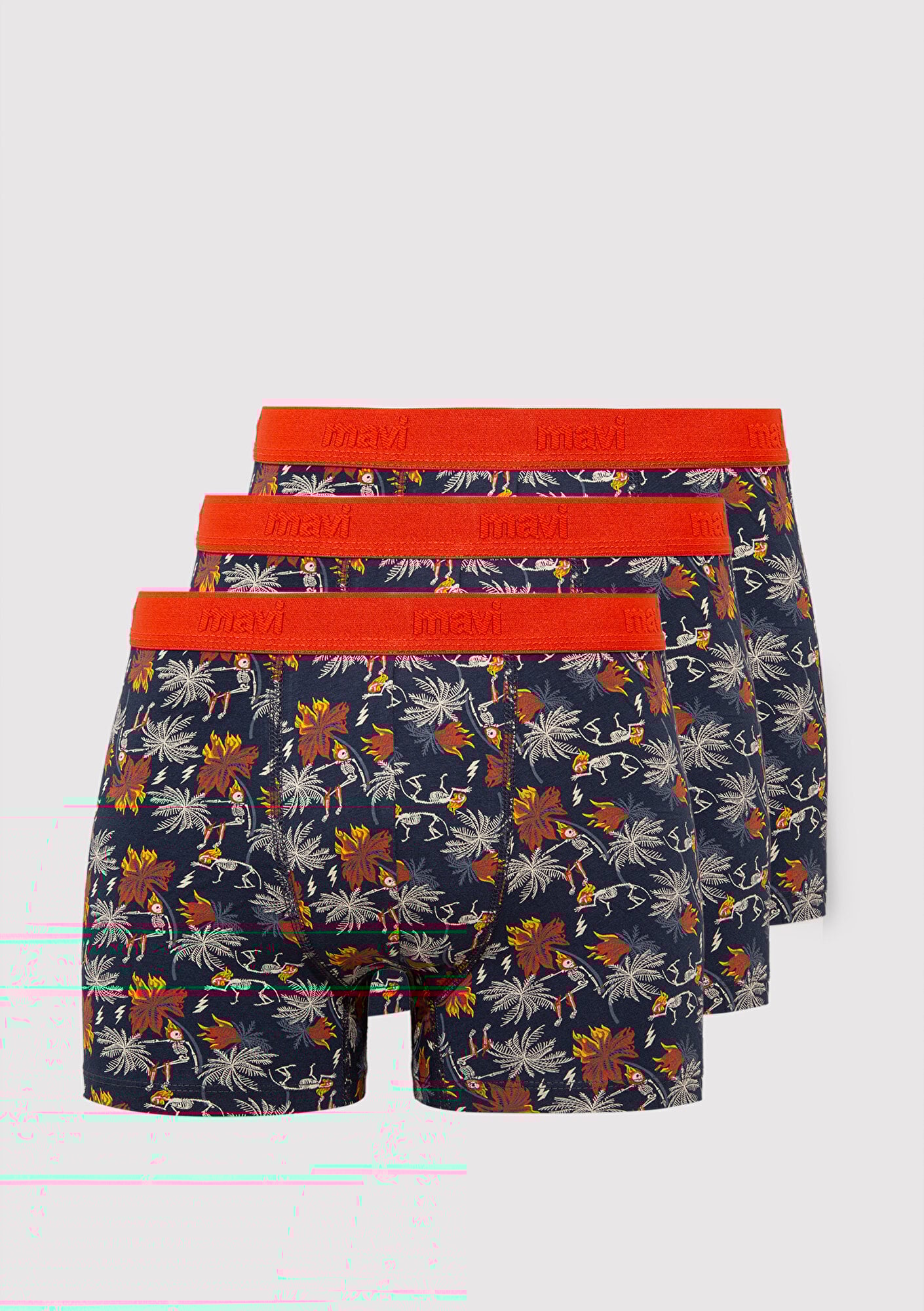  Mavi 3lü Baskılı Siyah Boxer 0912241-85585