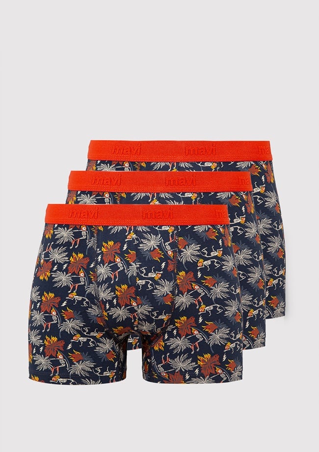  Mavi 3lü Baskılı Siyah Boxer 0912241-85585