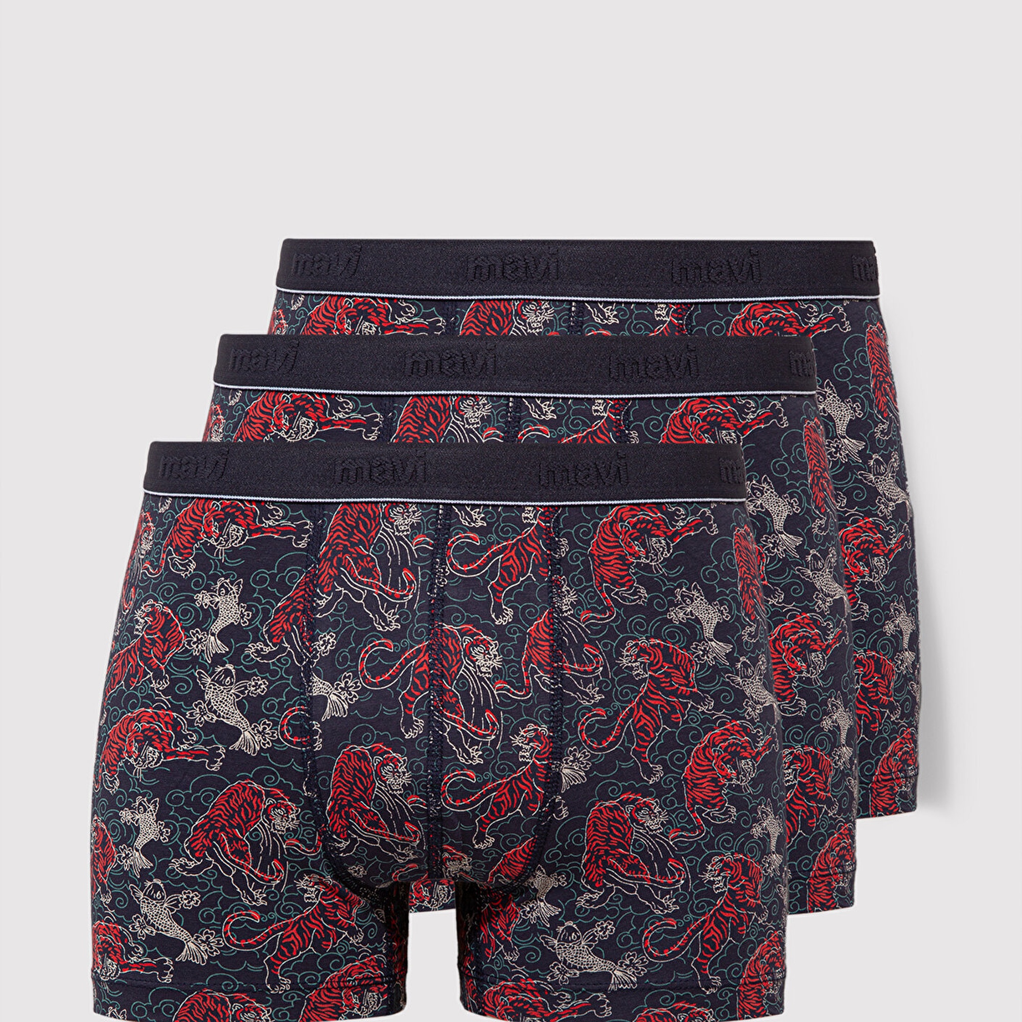 Mavi 3lü Baskılı Mavi Boxer 0912211-24413