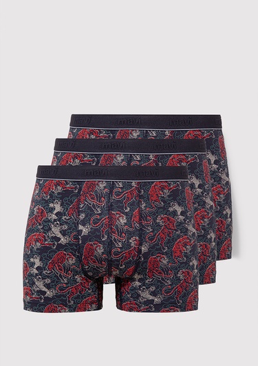  Mavi 3lü Baskılı Mavi Boxer 0912211-24413