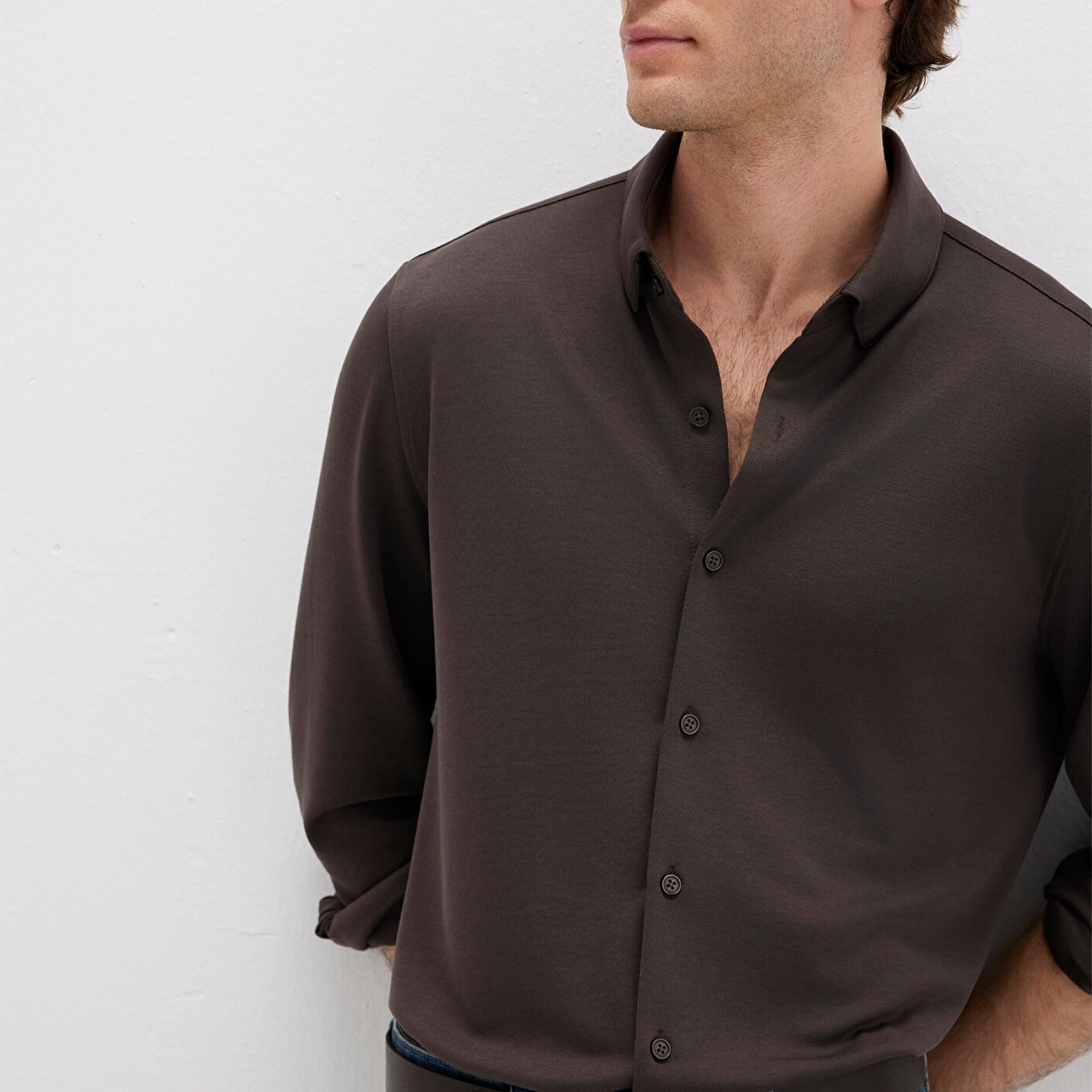 Mavi Kahverengi Gömlek Slim Fit / Dar Kesim 0211908-70219