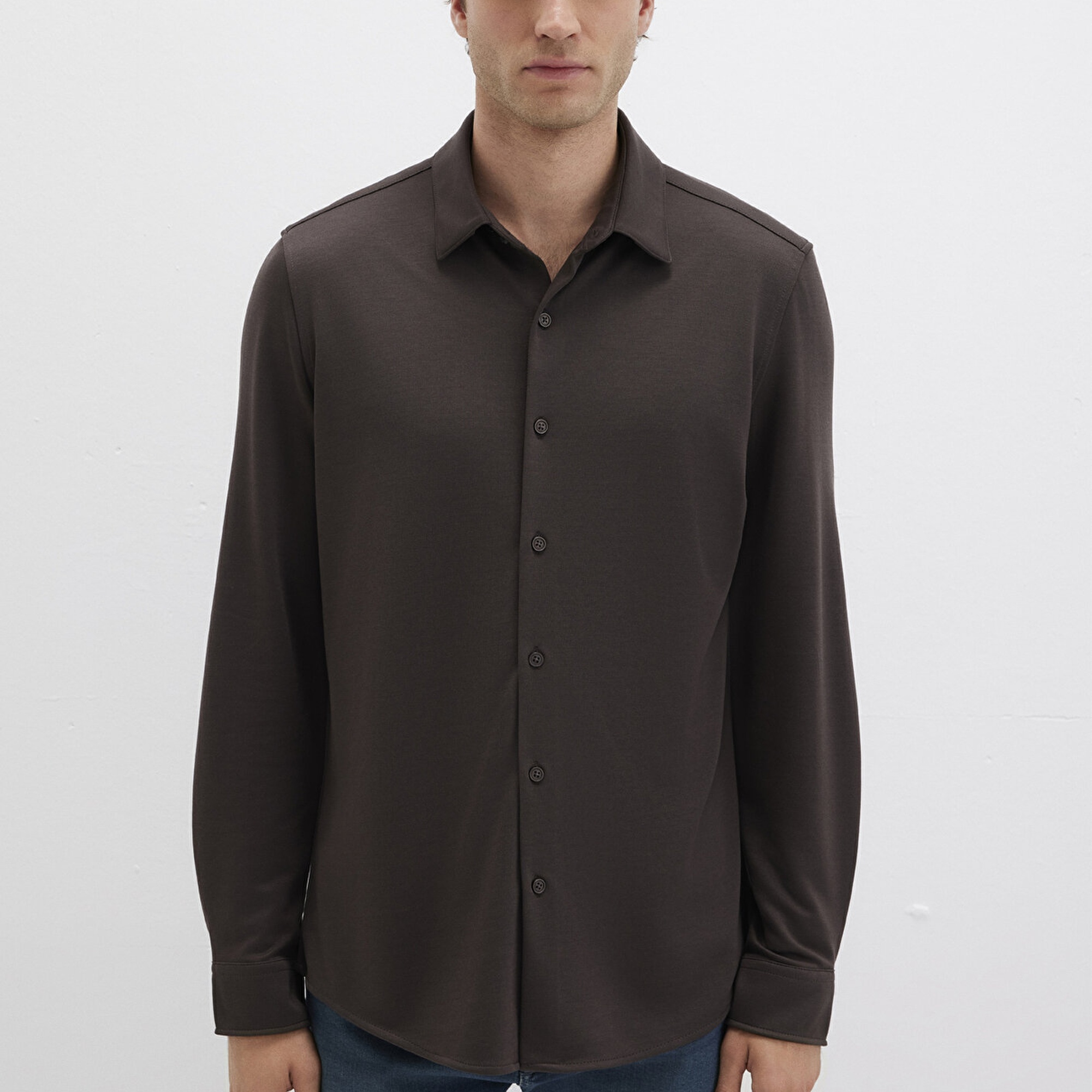 Mavi Kahverengi Gömlek Slim Fit / Dar Kesim 0211908-70219