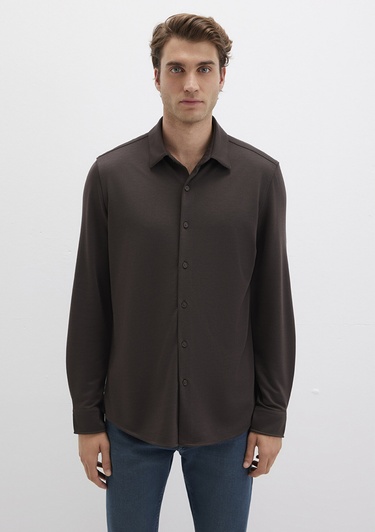  Mavi Kahverengi Gömlek Slim Fit / Dar Kesim 0211908-70219
