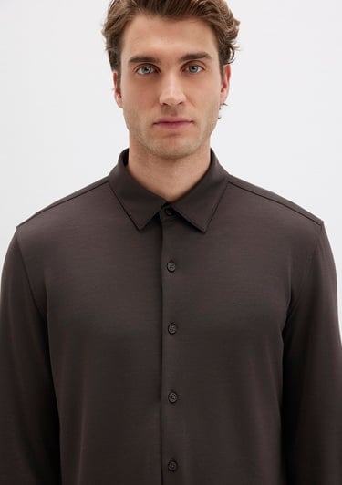  Mavi Kahverengi Gömlek Slim Fit / Dar Kesim 0211908-70219