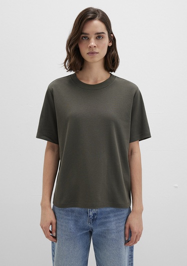  Mavi Haki Basic İnterlok Tişört Loose Fit / Bol Rahat Kesim 1613820-71553