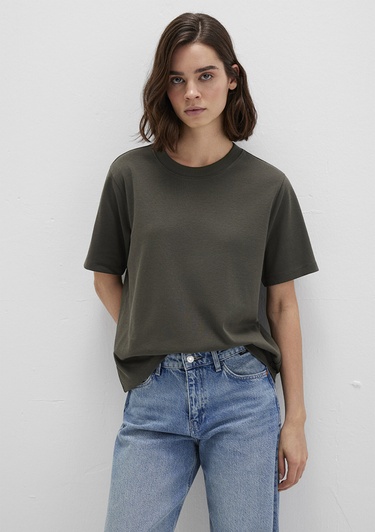  Mavi Haki Basic İnterlok Tişört Loose Fit / Bol Rahat Kesim 1613820-71553