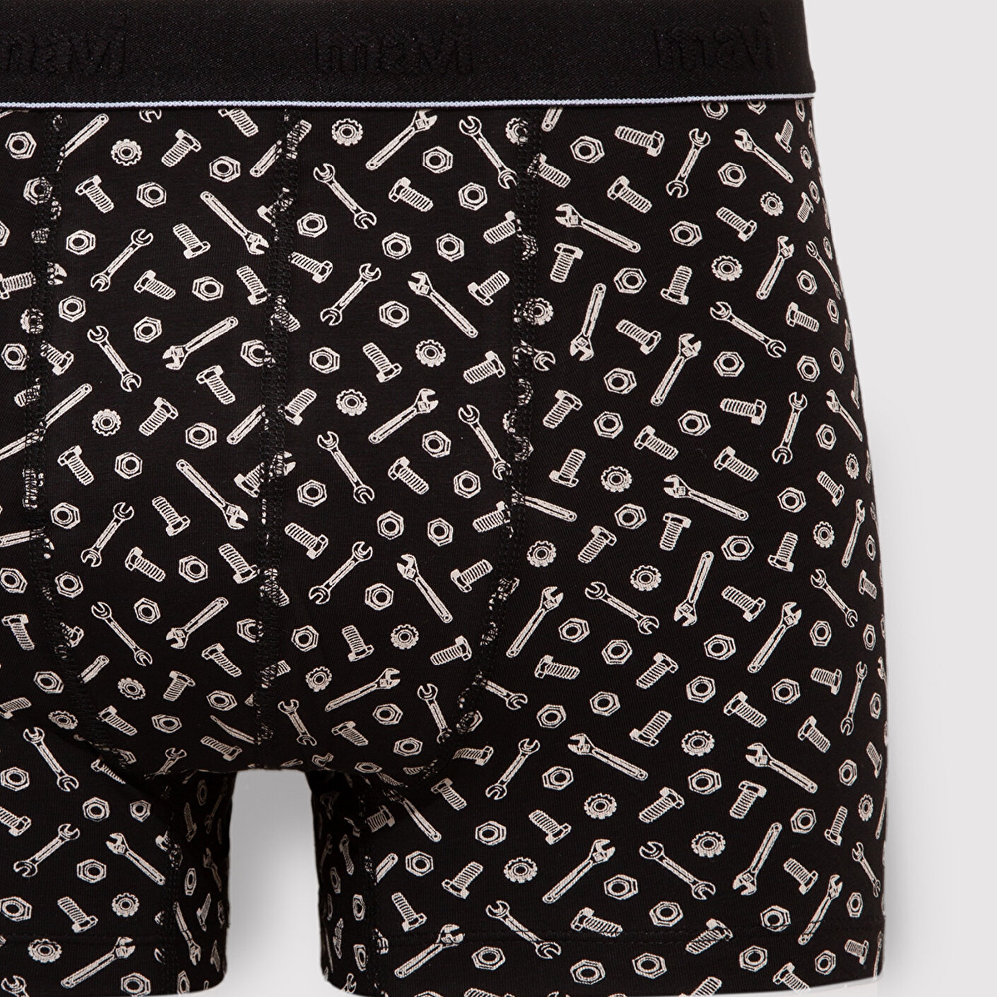 Mavi 3lü Baskılı Siyah Boxer 0912207-85857