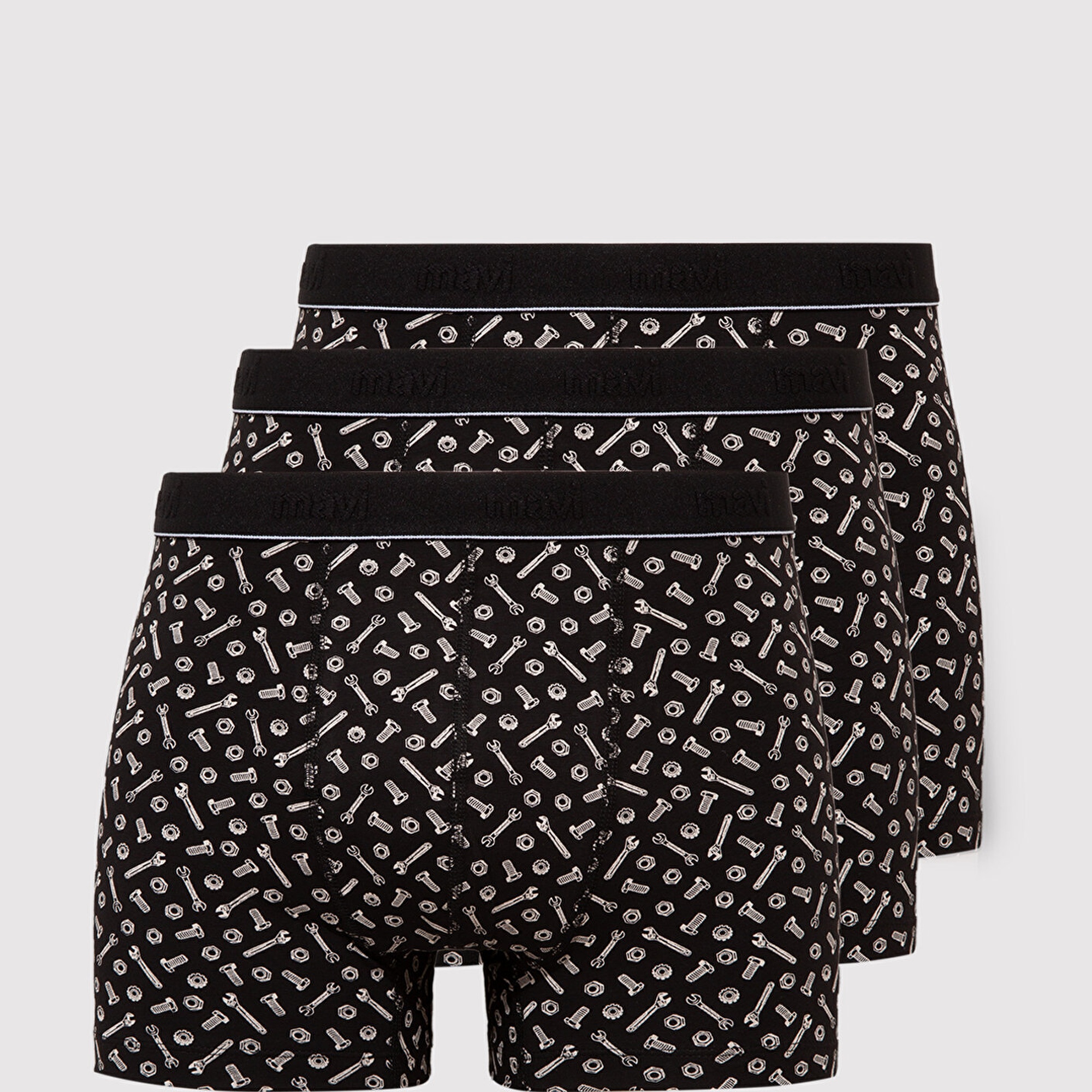 Mavi 3lü Baskılı Siyah Boxer 0912207-85857