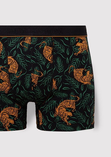  Mavi 3lü Baskılı Siyah Boxer 0912203-900