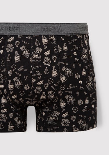  Mavi 3lü Baskılı Siyah Boxer 0912232-900