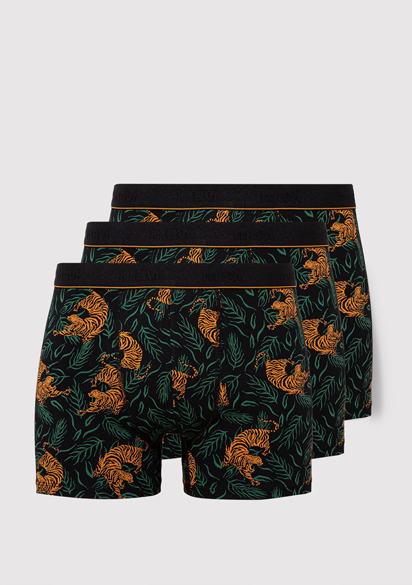  Mavi 3lü Baskılı Siyah Boxer 0912203-900