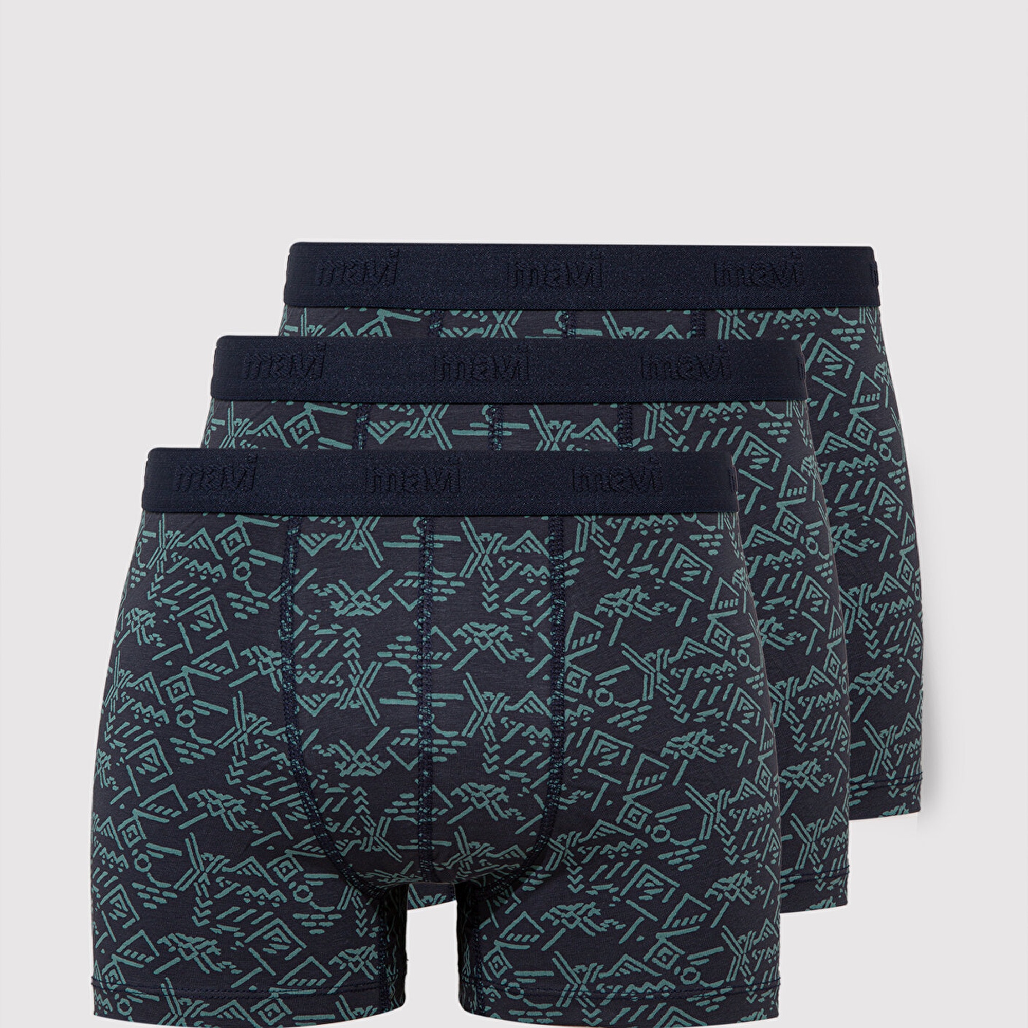 Mavi 3lü Baskılı Lacivert Boxer 0912239-33648