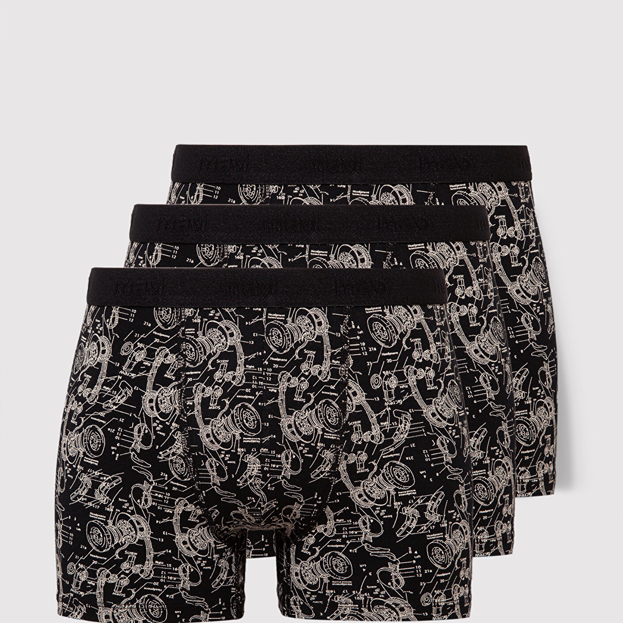 Mavi 3lü Siyah Basic Boxer 0912233-900