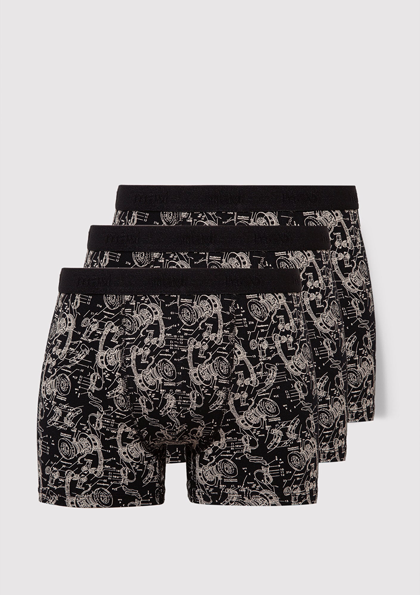  Mavi 3lü Siyah Basic Boxer 0912233-900