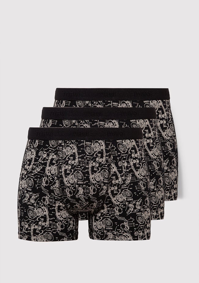  Mavi 3lü Siyah Basic Boxer 0912233-900