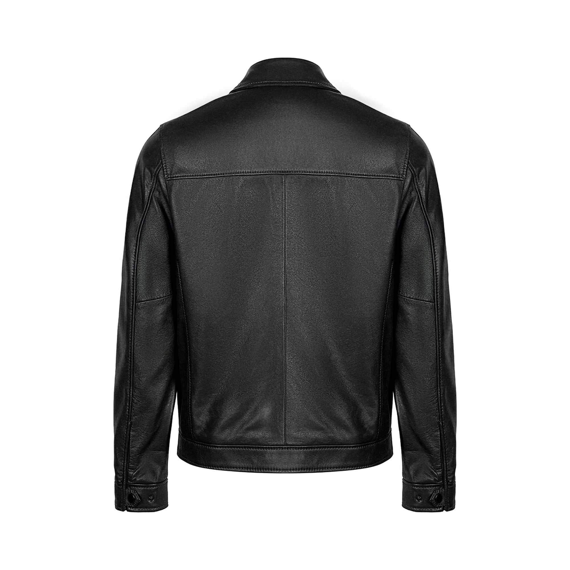 Erkek Siyah Gömlek Yakalı Deri Ceket