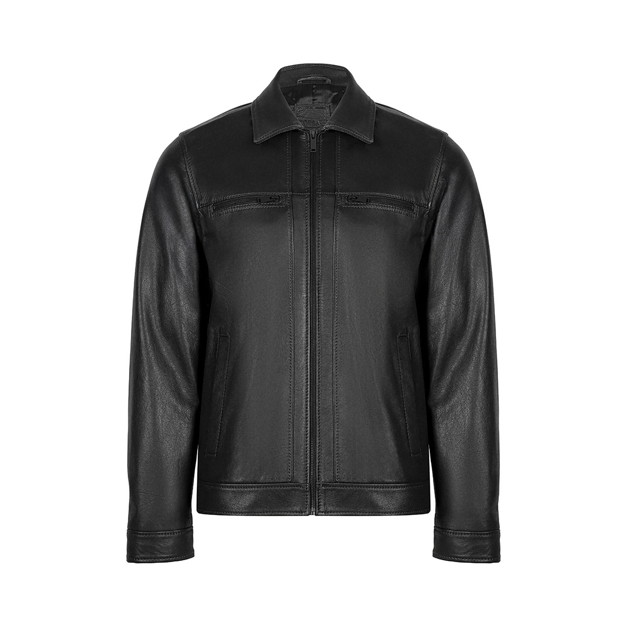 Erkek Siyah Gömlek Yakalı Deri Ceket