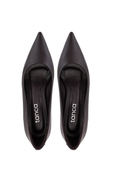  Tamer Tanca Kadın Suni Deri Kahverengi Topuklu Ayakkabı