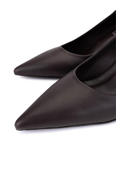  Tamer Tanca Kadın Suni Deri Kahverengi Topuklu Ayakkabı