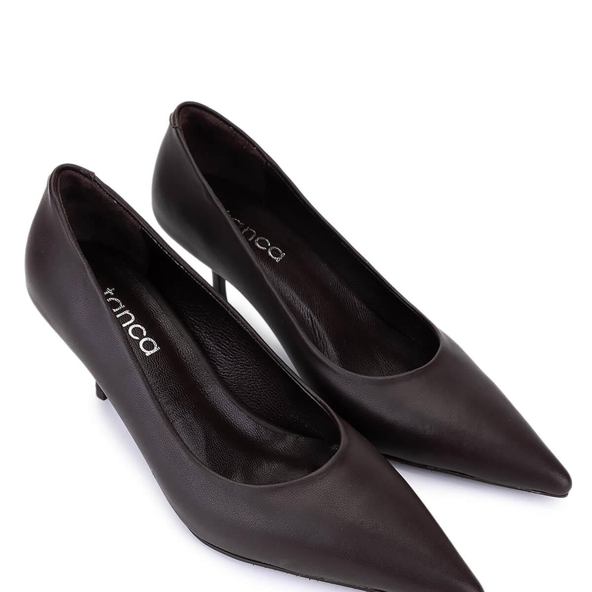 Tamer Tanca Kadın Suni Deri Kahverengi Topuklu Ayakkabı