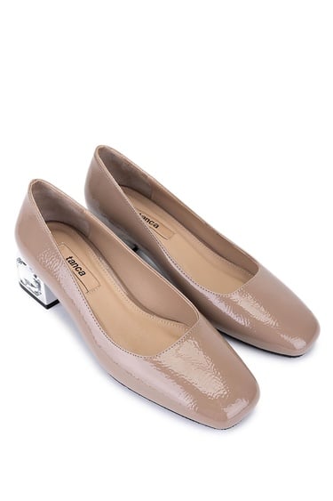  Tamer Tanca Kadın Suni Deri Vizon Rugan Topuklu Ayakkabı