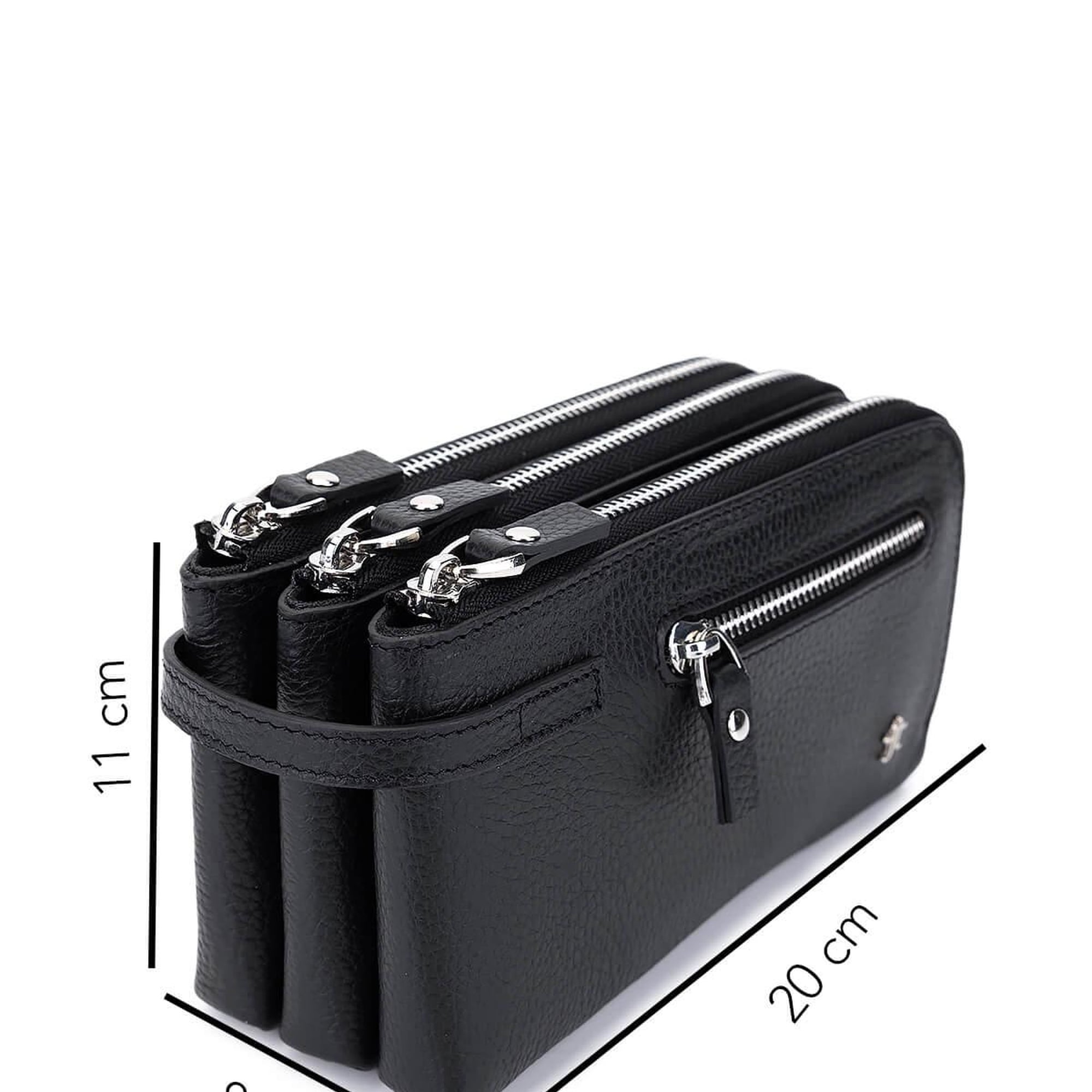 Tamer Tanca Erkek Hakiki Deri Siyah Floter El Çantası