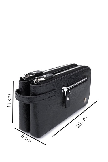  Tamer Tanca Erkek Hakiki Deri Siyah Floter El Çantası