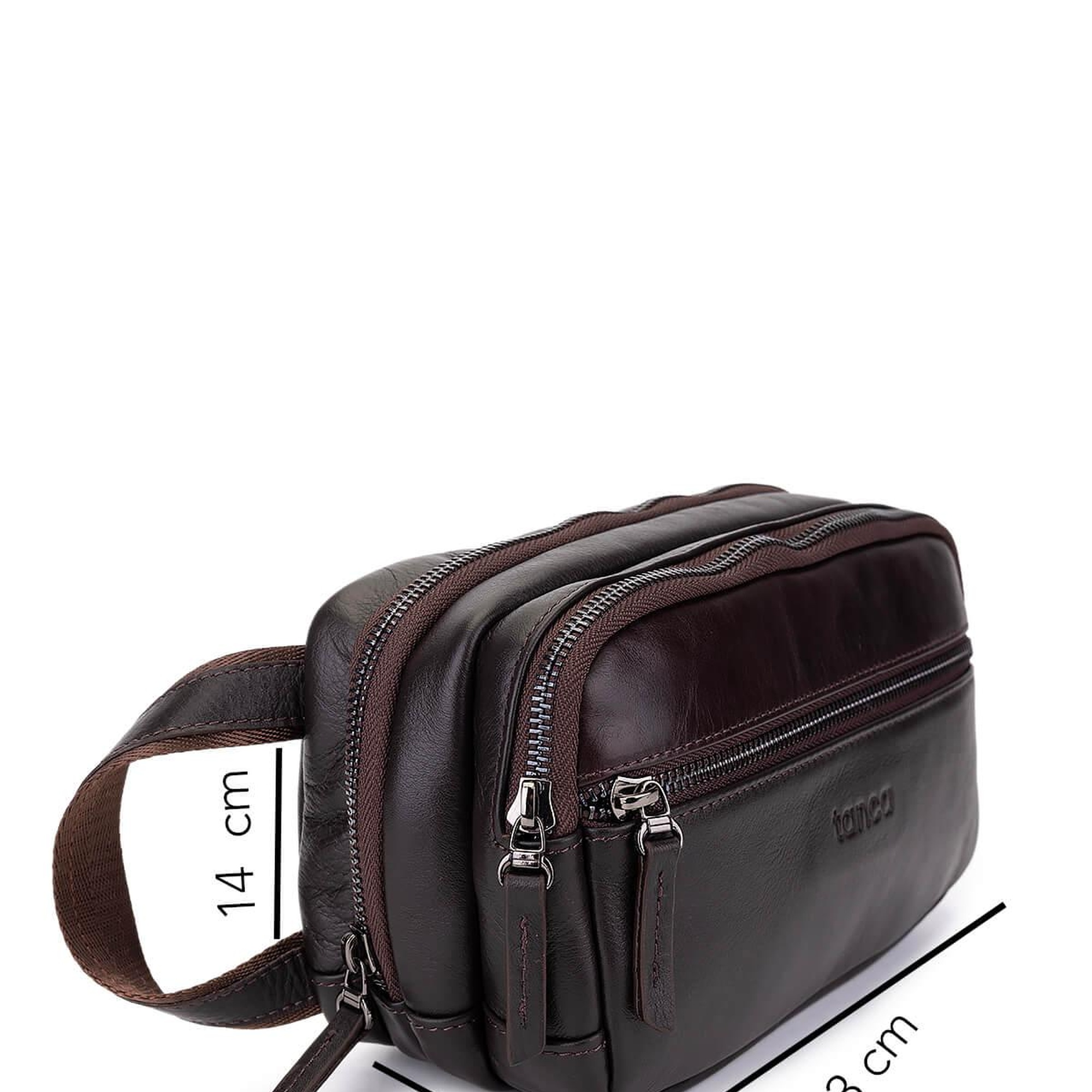 Tamer Tanca Erkek Hakiki Deri Kahverengi El Çantası