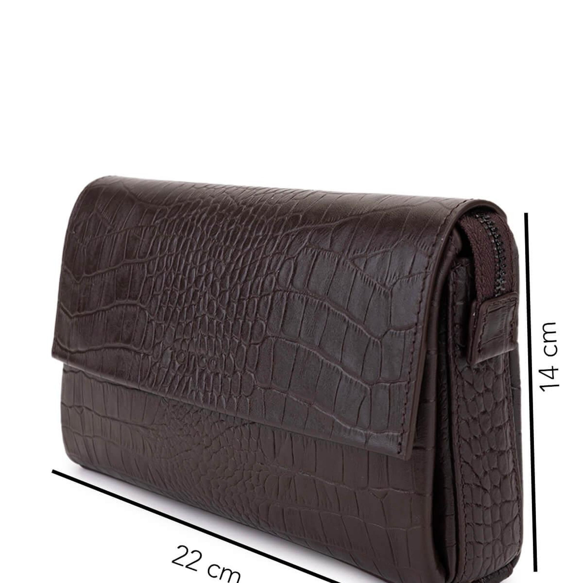 Tamer Tanca Erkek Hakiki Deri Kahverengi Kroko El Çantası