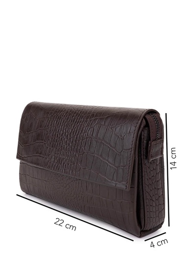  Tamer Tanca Erkek Hakiki Deri Kahverengi Kroko El Çantası