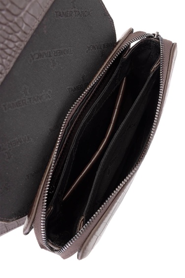  Tamer Tanca Erkek Hakiki Deri Kahverengi Kroko El Çantası