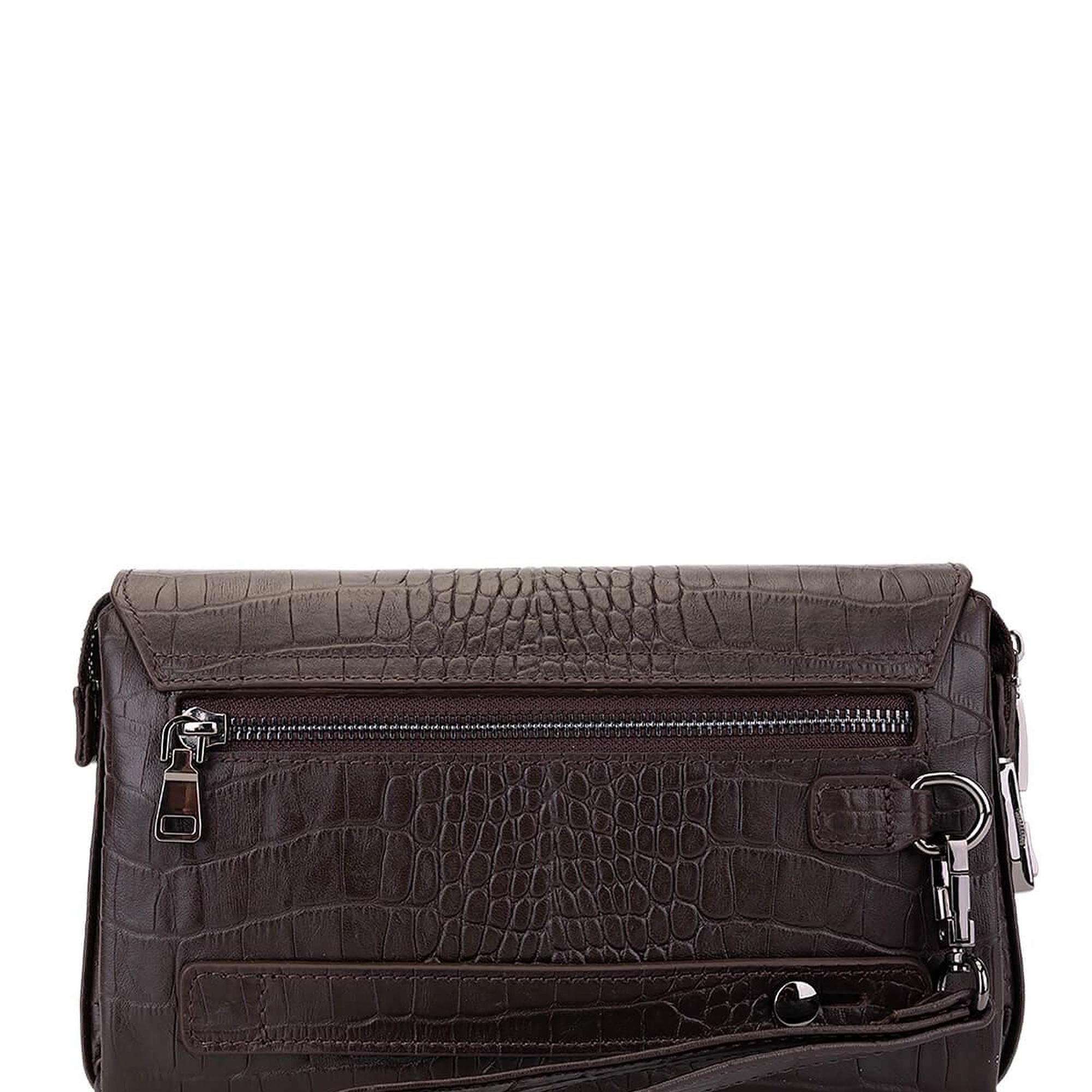 Tamer Tanca Erkek Hakiki Deri Kahverengi Kroko El Çantası