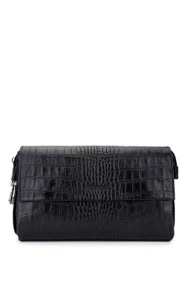  Tamer Tanca Erkek Hakiki Deri Siyah Kroko El Çantası