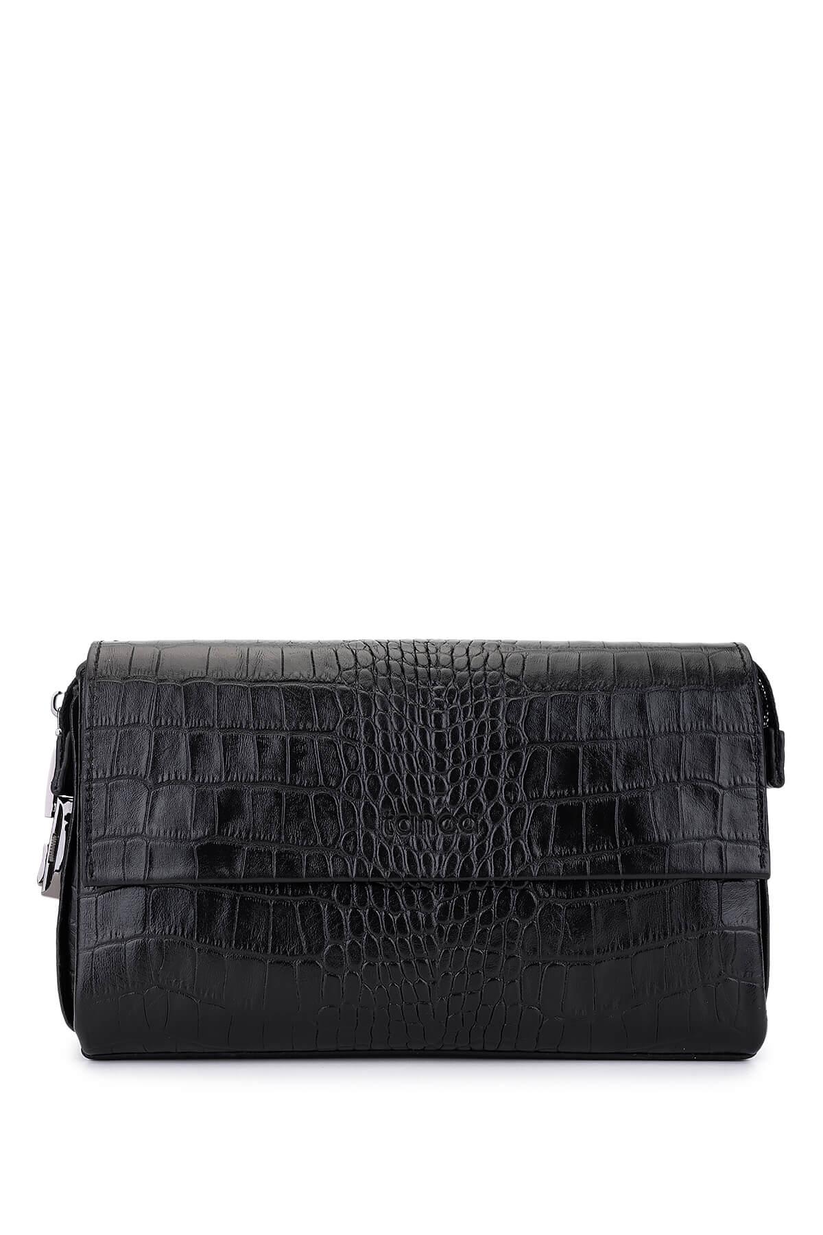  Tamer Tanca Erkek Hakiki Deri Siyah Kroko El Çantası
