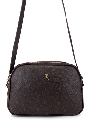  Tamer Tanca Kadın Suni Deri Kahverengi Desen Postacı Çanta