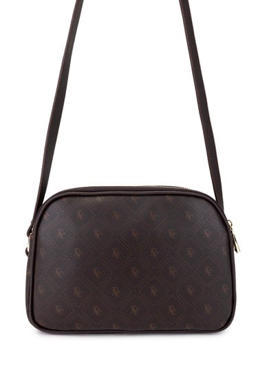  Tamer Tanca Kadın Suni Deri Kahverengi Desen Postacı Çanta