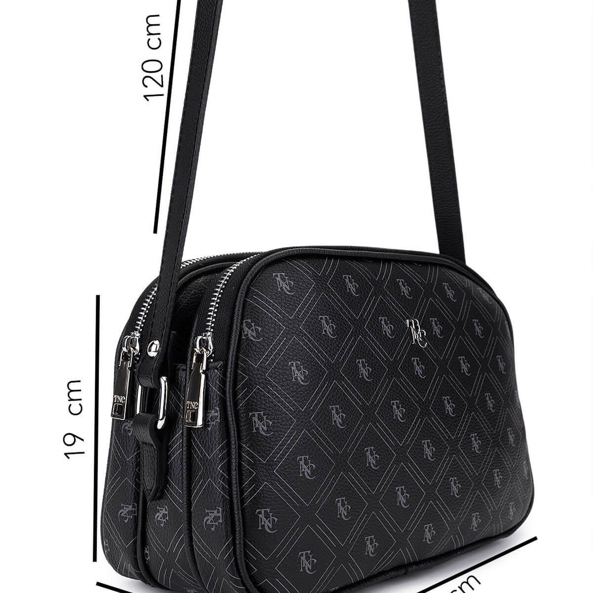 Tamer Tanca Kadın Suni Deri Siyah Desen Postacı Çanta