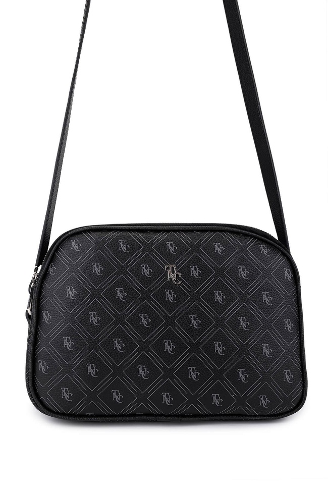  Tamer Tanca Kadın Suni Deri Siyah Desen Postacı Çanta